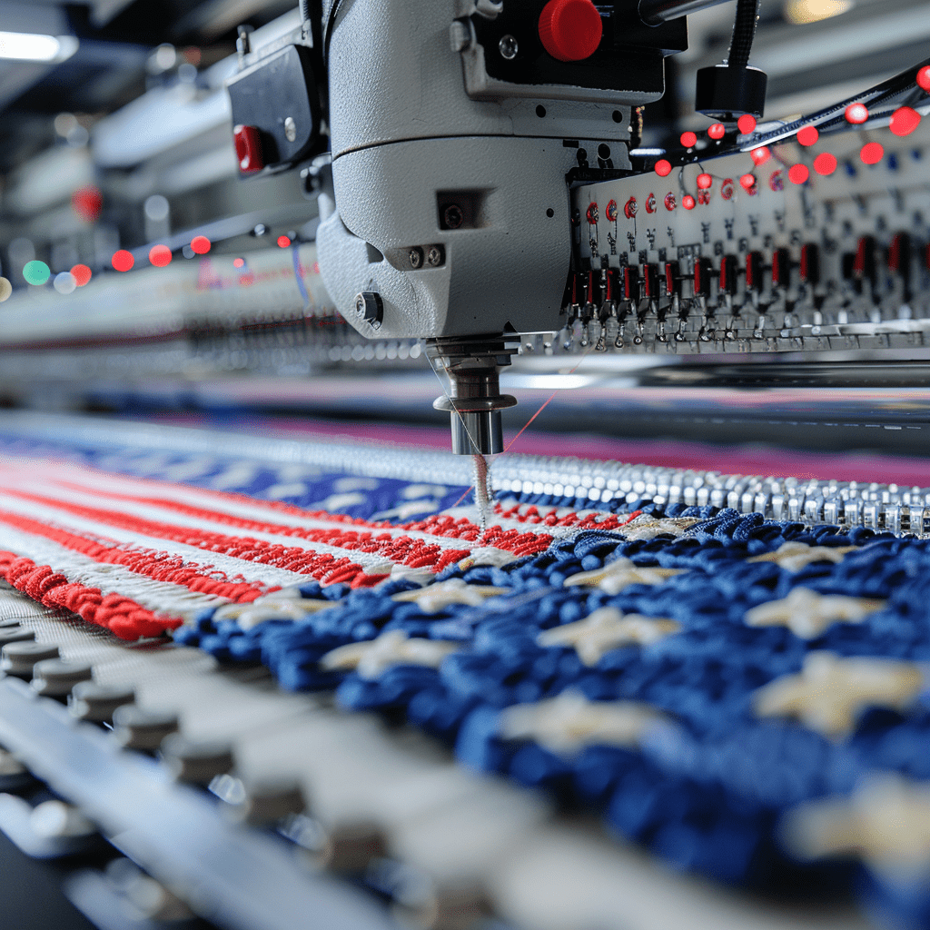 USA flag being embroidered